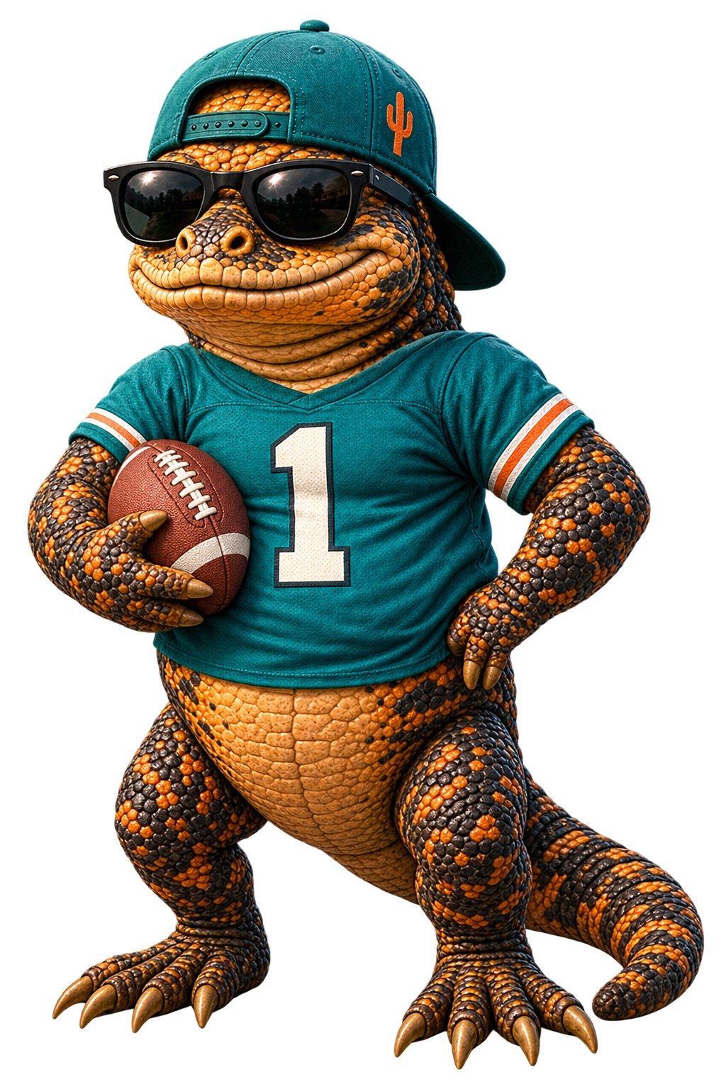 Chuck holding a football