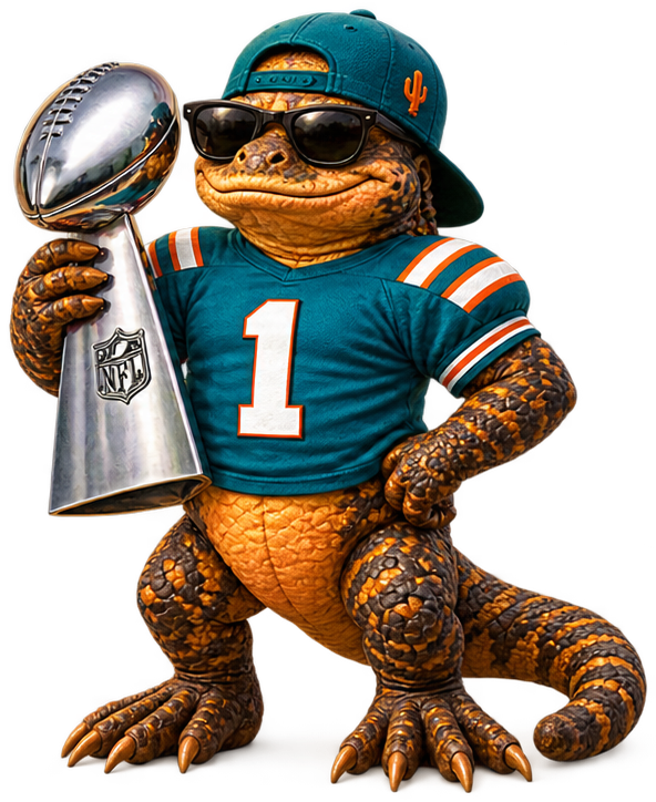 Chuck holding the Super Bowl trophy