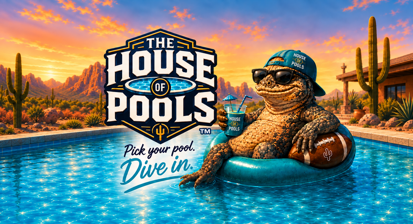 The House of Pools and Chuck beside an Arizona swimming pool